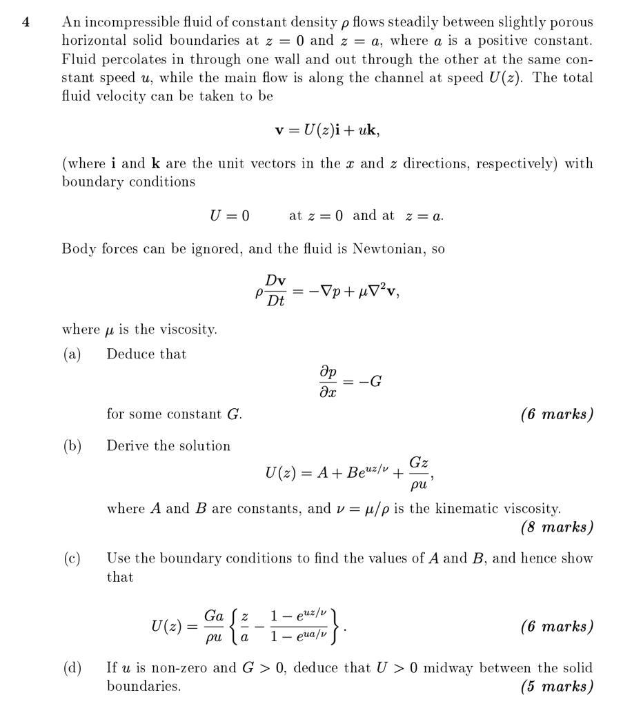 4 An incompressible fluid of constant density p flows | Chegg.com