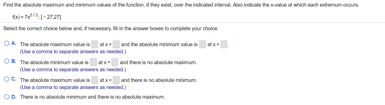 Solved Find the absolute maximum and minimum values of the | Chegg.com