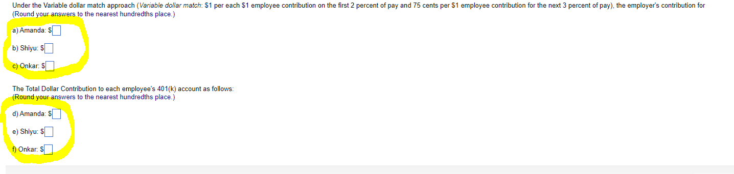 Calculating 401(k) Matching Contributions Maximum | Chegg.com