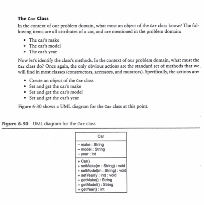 Solved The Car Class In the context of our problem domain, | Chegg.com