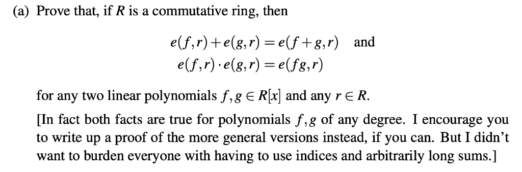Solved Let R be a ring. Define a function e: R[x] ⓇR → R by | Chegg.com
