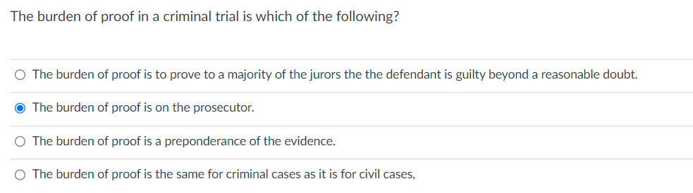 in a criminal trial the burden of proof is on