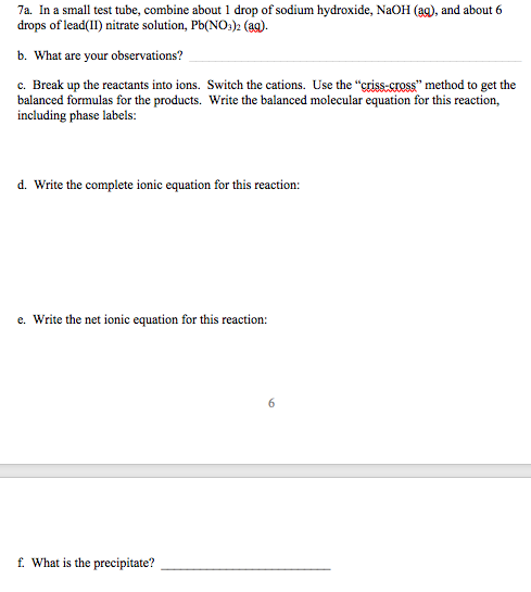 Solved 6a In A Small Test Tube Dissolve A Small Amount Chegg Com