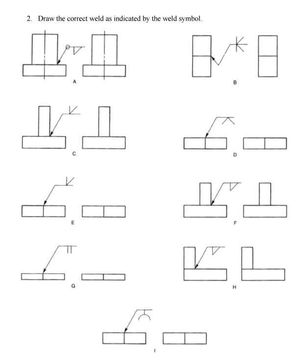 Solved 2. Draw the correct weld as indicated by the weld | Chegg.com