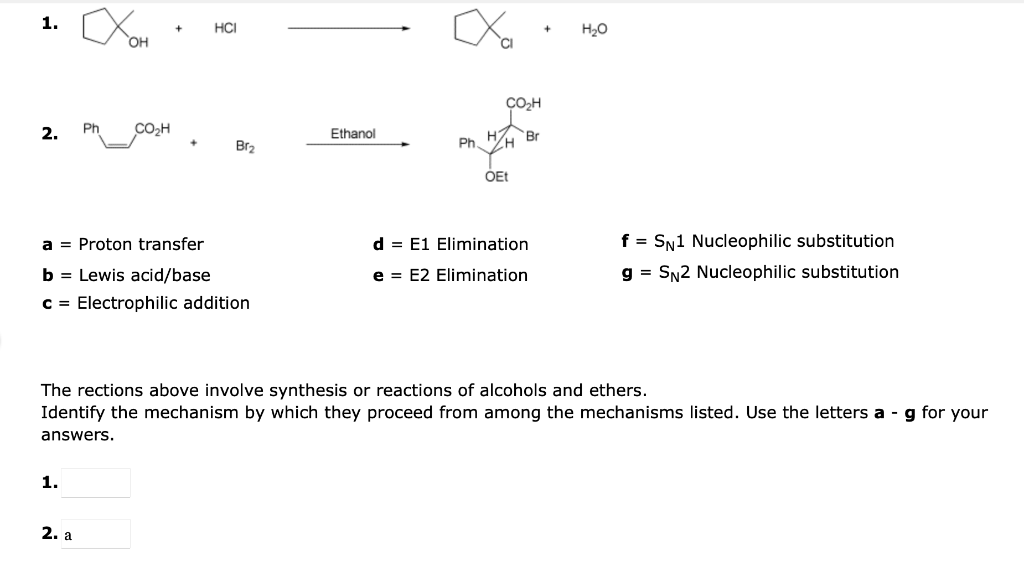 Solved 1. Not HCI Xa H2O ÇOZH 2. Ph CO2H Ethanol HBO Br2 Ph. | Chegg.com