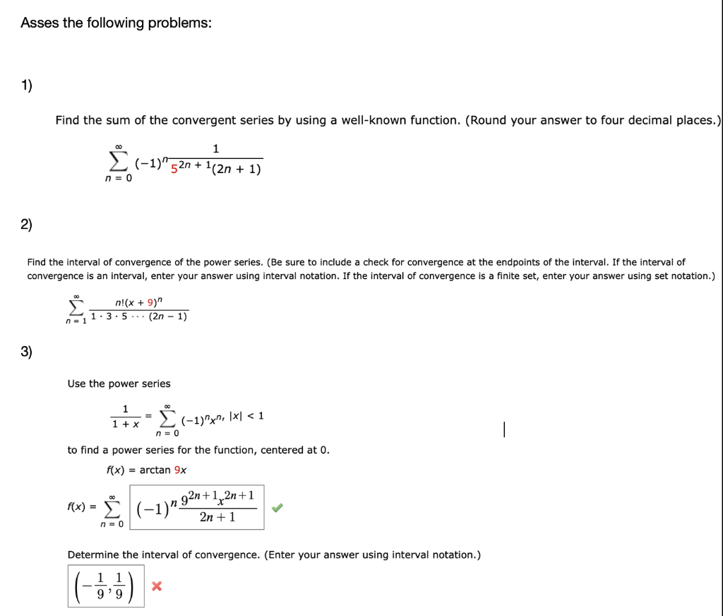 Solved Asses the following problems: Find the sum of the | Chegg.com