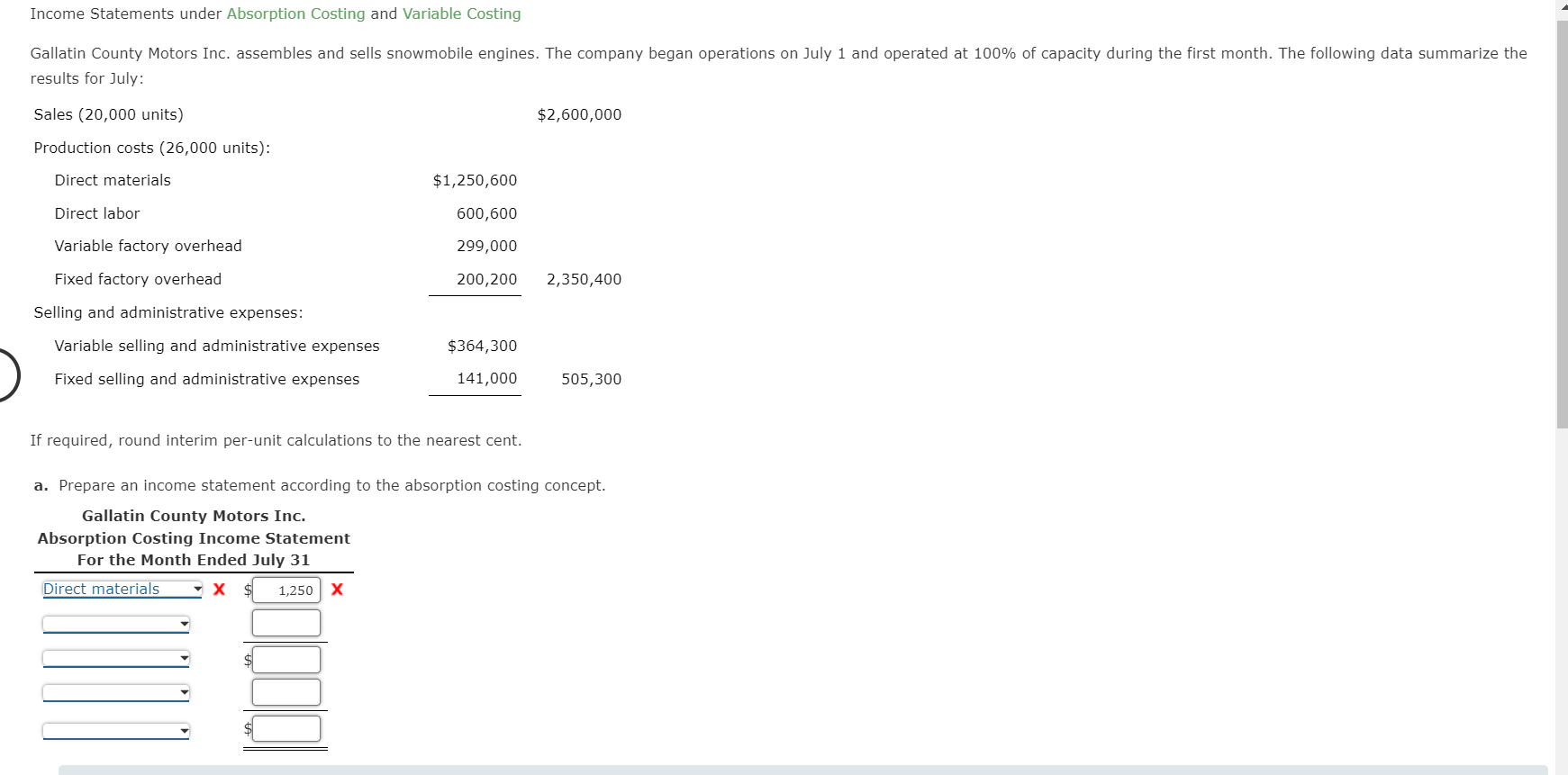 Solved Income Statements under Absorption Costing and | Chegg.com