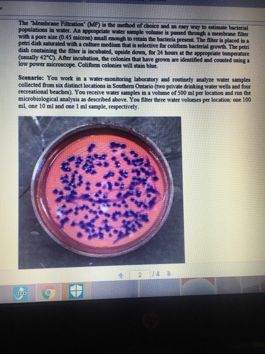 Solved The 'Membrane Filtration' (MF) is the method of