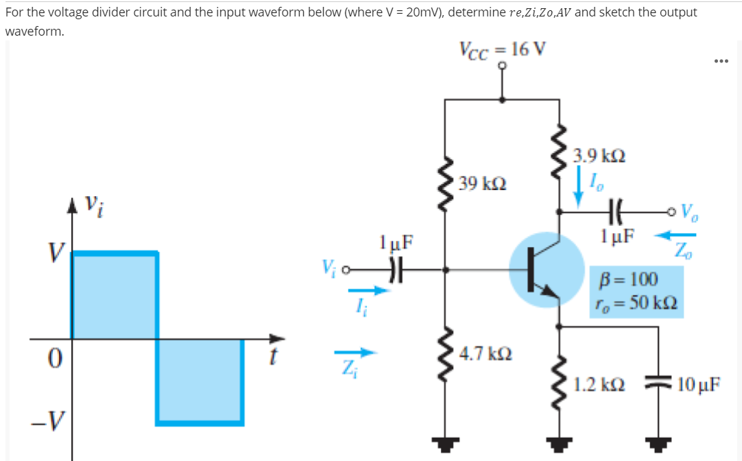 Solved For the voltage divider circuit and the input | Chegg.com