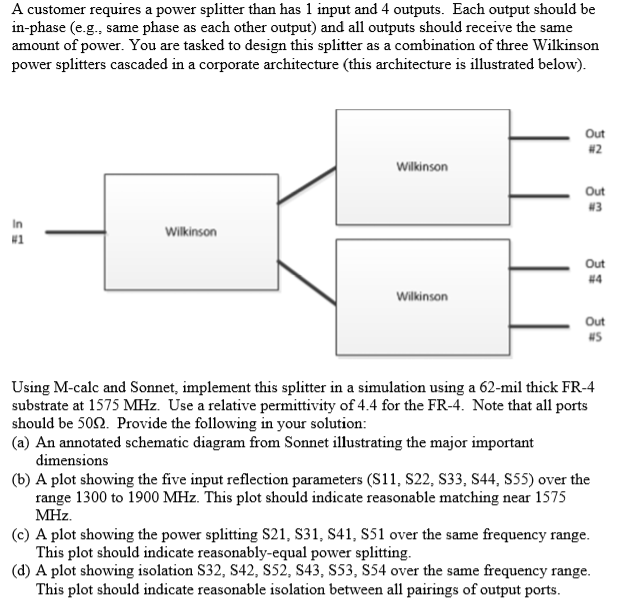 A customer requires a power splitter than has 1 input | Chegg.com