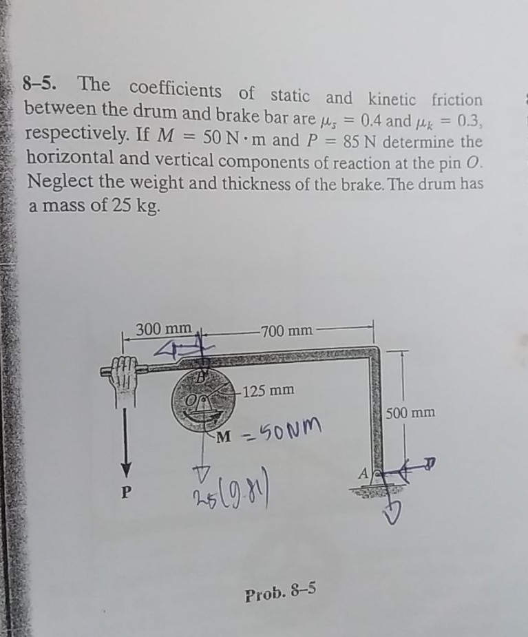 Solved 8-5. The coefficients of static and kinetic friction | Chegg.com