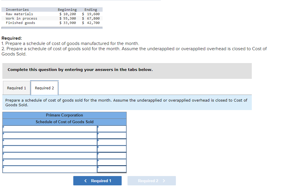 Solved Inventories Raw materials Work in process Finished