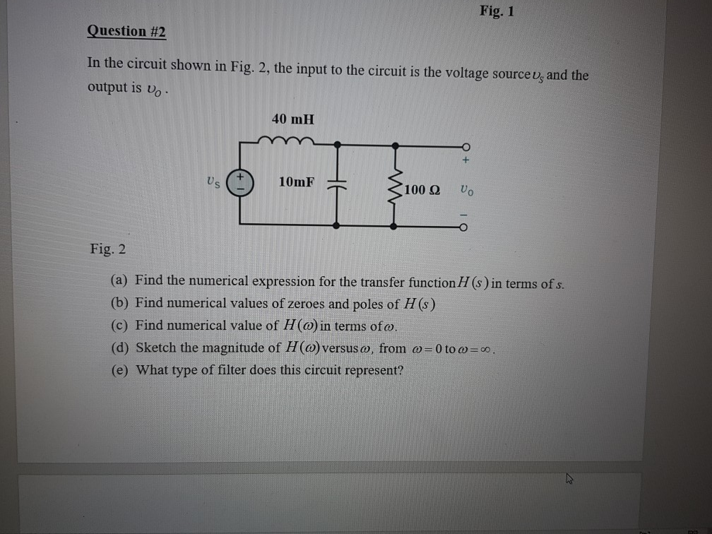 Solved Fig. 1 Question #2 In the circuit shown in Fig. 2, | Chegg.com