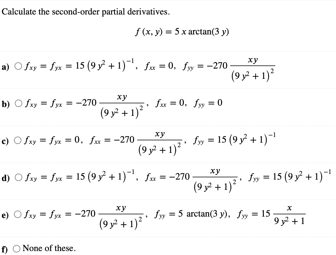 Partial on sale differentiation calculator