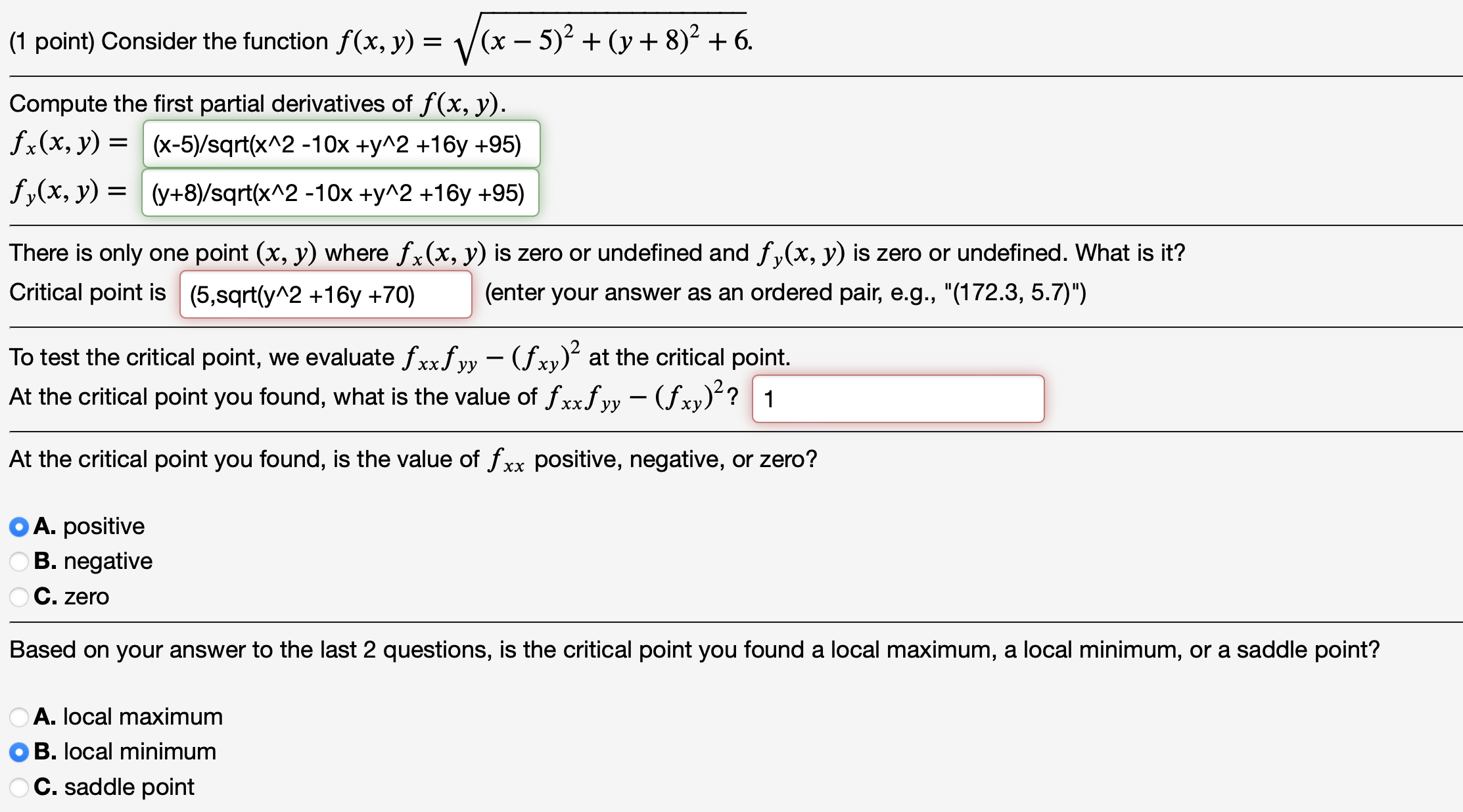 Solved (1 point) Consider the function | Chegg.com