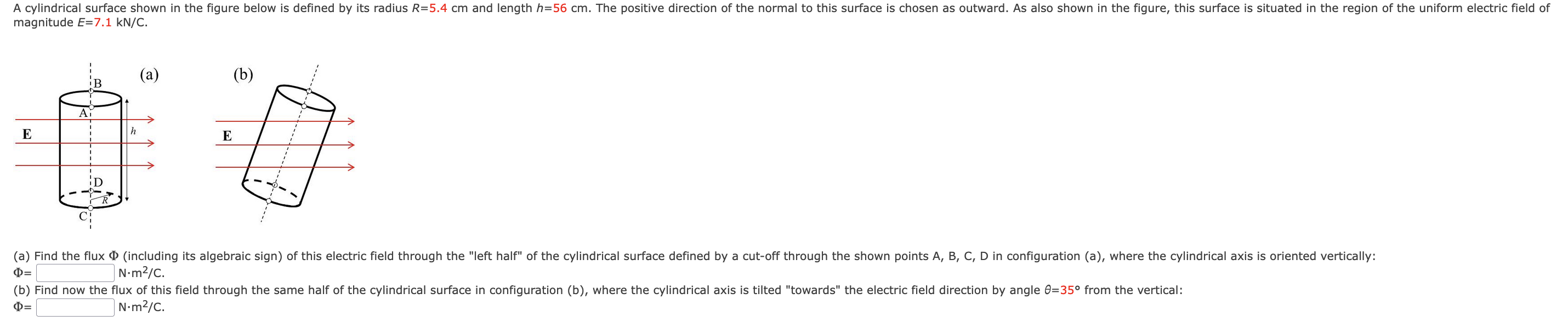 Solved A cylindrical surface shown in the figure below is | Chegg.com