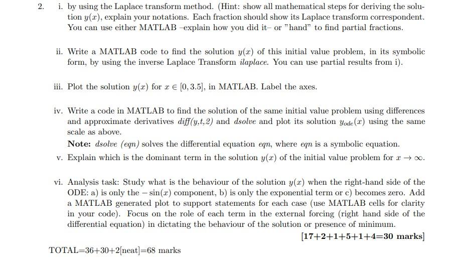 I. By Using The Laplace Transform Method. (Hint: Show | Chegg.com