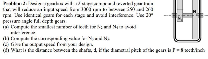 Solved Problem 2: Design a gearbox with a 2-stage compound | Chegg.com