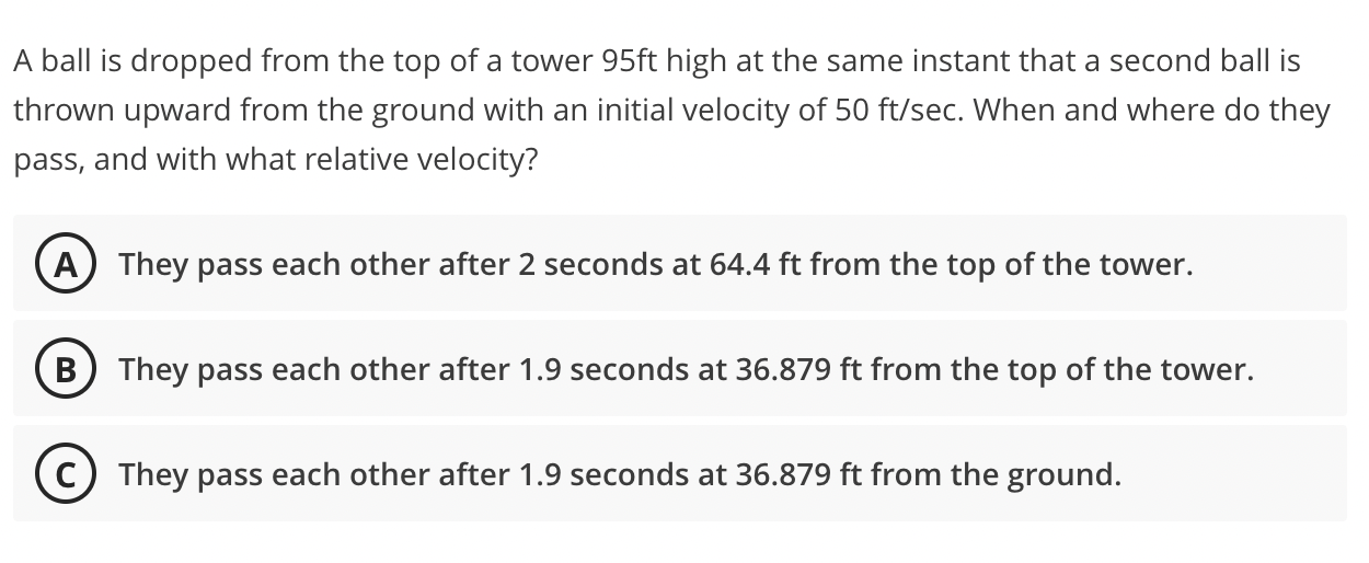 Solved A ball is dropped from the top of a tower 95ft high | Chegg.com