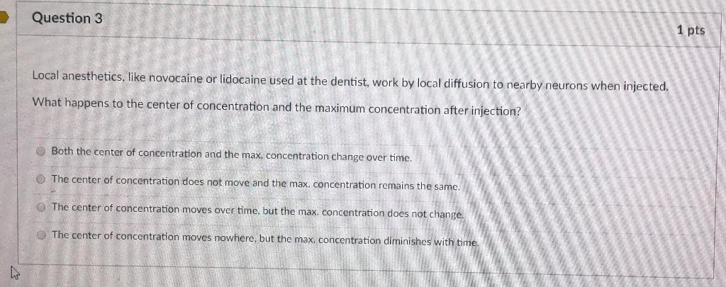 Solved Question 3 1 pts Local anesthetics, like novocaine or | Chegg.com