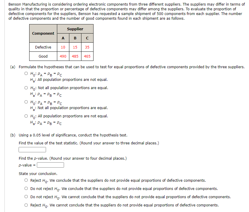 Solved Benson Manufacturing is considering ordering