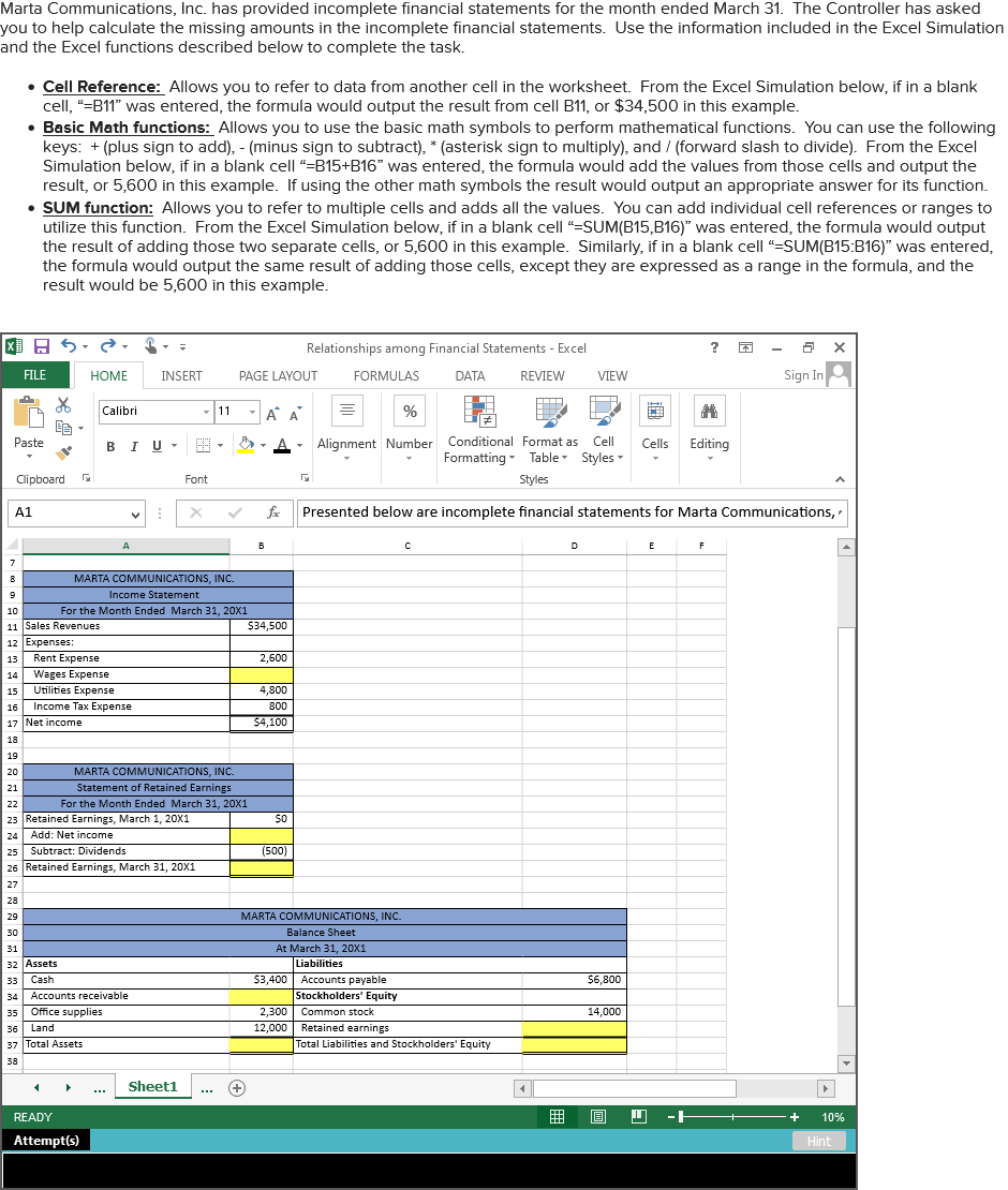 Solved Marta Communications, Inc. has provided incomplete | Chegg.com