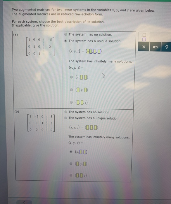 Solved 1 Two augmented matrices for two linear systems in | Chegg.com