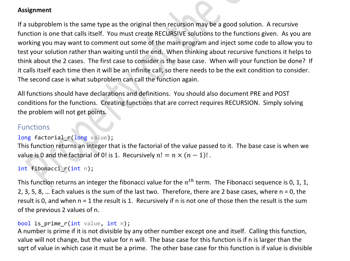 Solved Assignment If a subproblem is the same type as the | Chegg.com