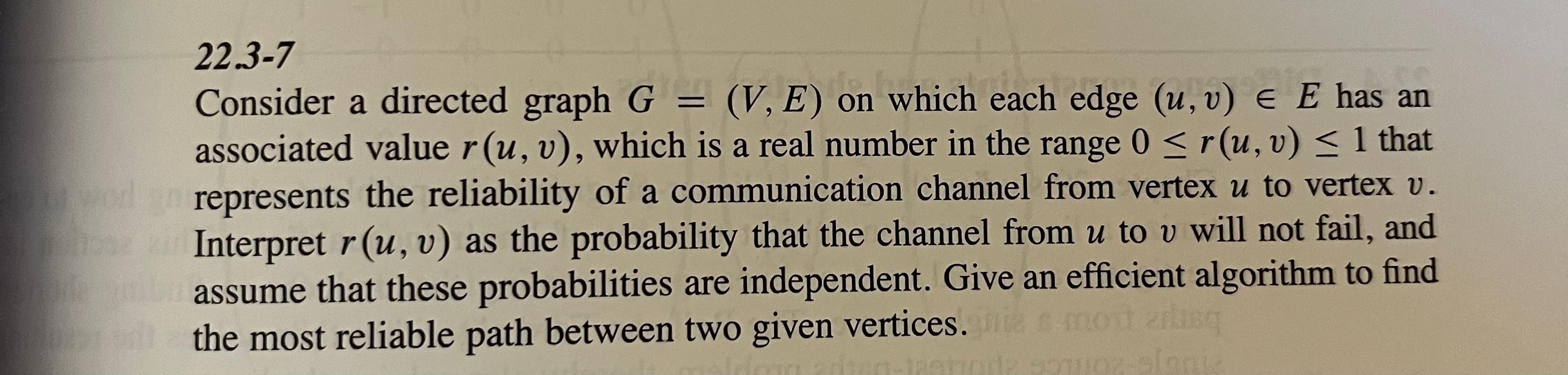 Solved Consider a directed graph G=(V,E) on which each edge | Chegg.com