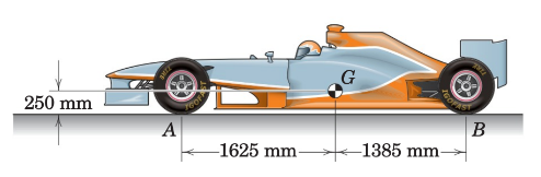 Solved The racing vehicle has a mass of 750 kg and center of | Chegg.com