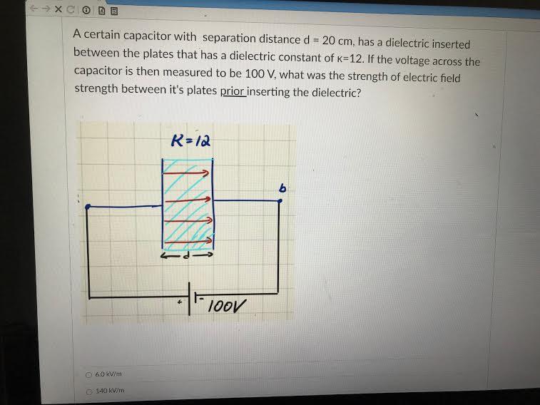 Solved → XCO A certain capacitor with separation distance d | Chegg.com
