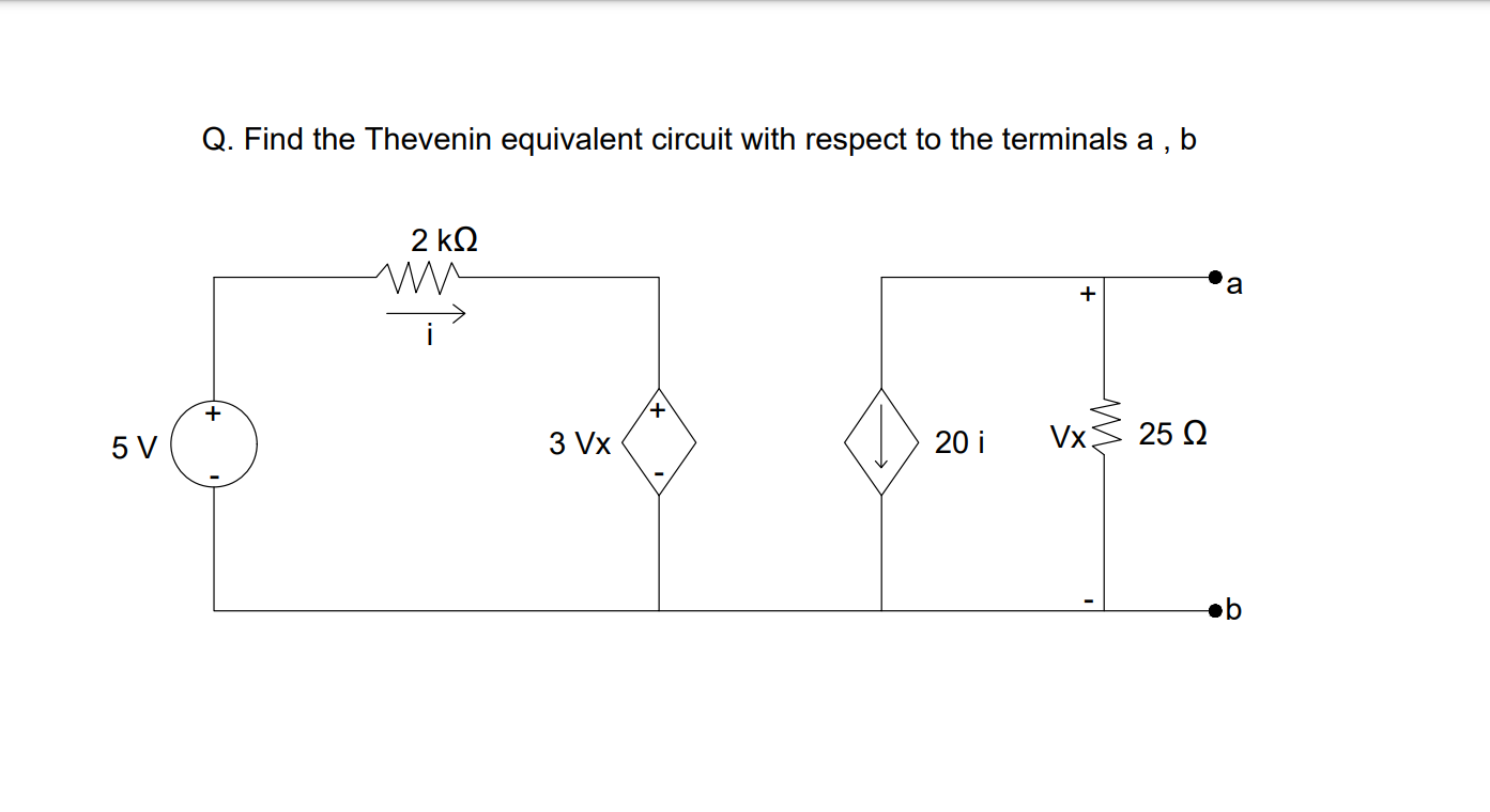 Solved 5 V Q. Find the Thevenin equivalent circuit with | Chegg.com