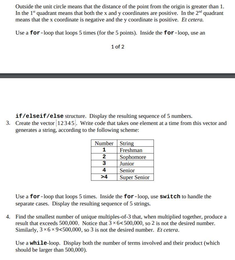 1. Create a row vector of length 1000 containing Chegg