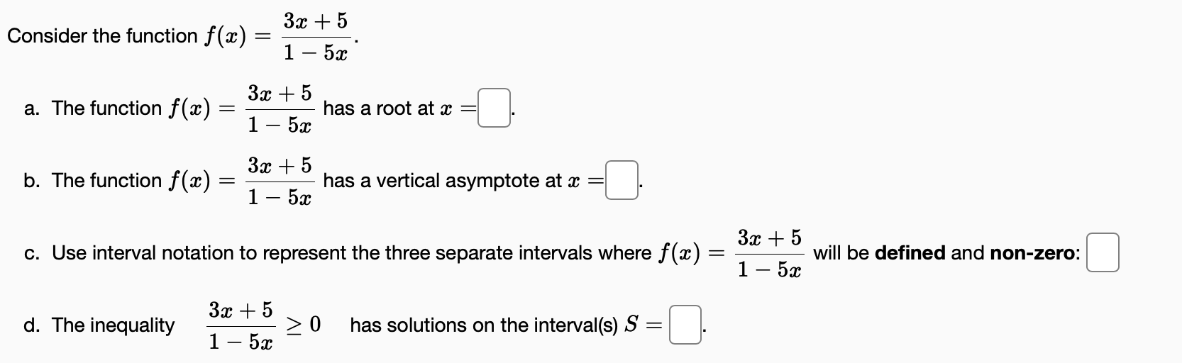 Solved Consider the function f(x) 3x + 5 1 - 52 a. The | Chegg.com