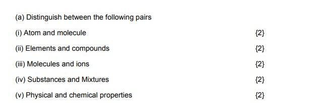 Solved (a) Distinguish between the following pairs (i) Atom | Chegg.com