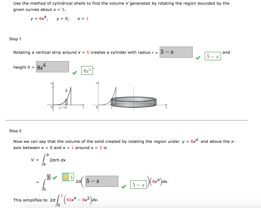 Solved Use the method of cylindrical shells to find the