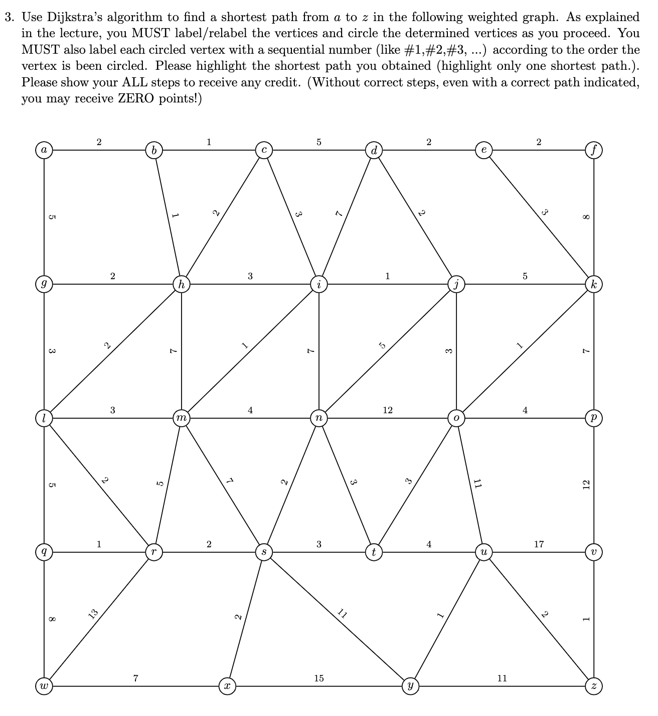 Solved Use Dijkstra's algorithm to find a shortest path from | Chegg.com