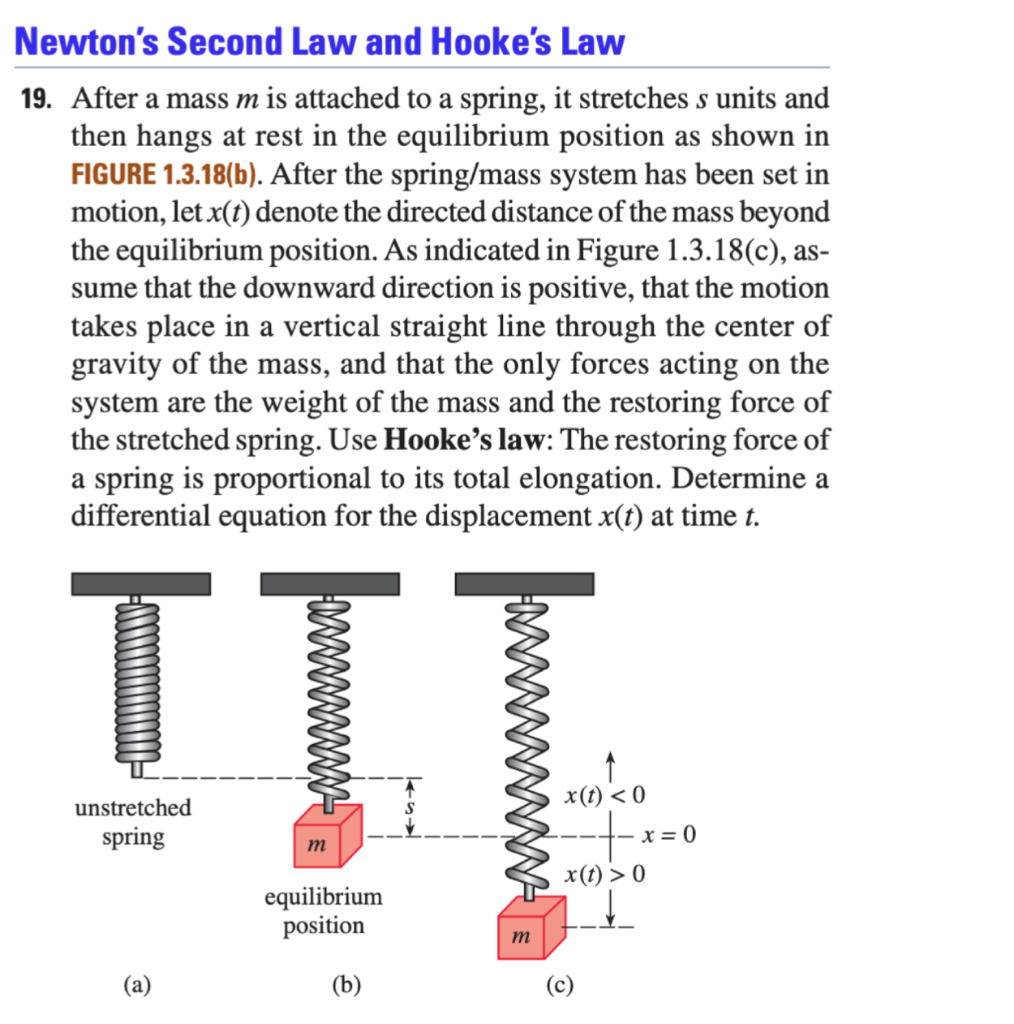 Solved Newton's Second Law and Hooke's Law 19. After a mass | Chegg.com