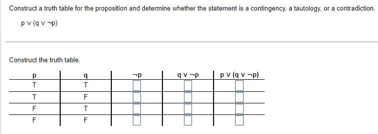 Solved Construct A Truth Table For The Proposition And | Chegg.com