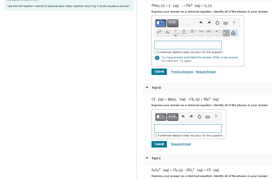 Solved Use the half-reaction method to balance each redox | Chegg.com