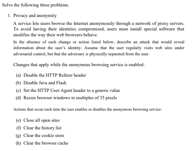 Solved Solve the following three problems. 1. Privacy and | Chegg.com