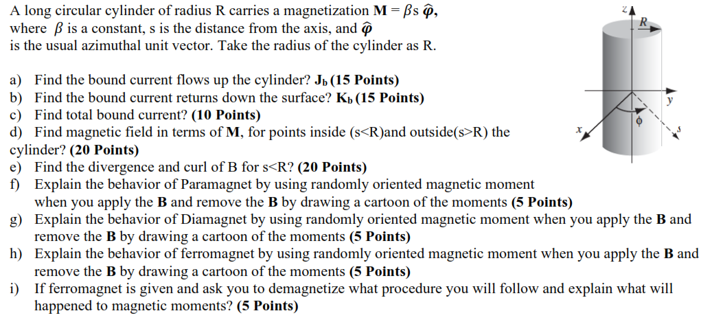 Solved A Long Circular Cylinder Of Radius R Carries A Mag Chegg Com