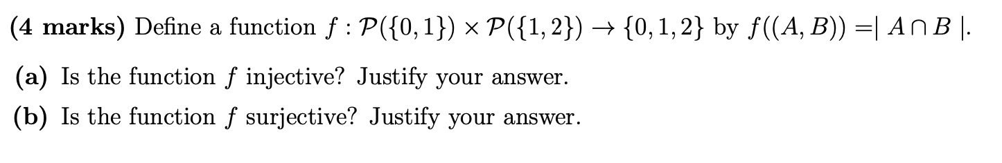 (4 marks) Define a function | Chegg.com