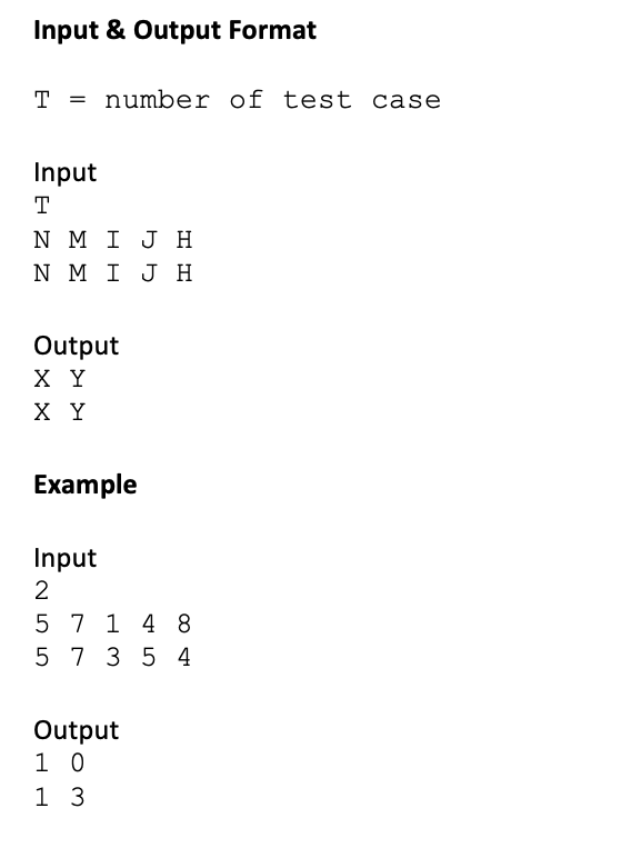 Solved Input & Output Format T = number of test case Input | Chegg.com