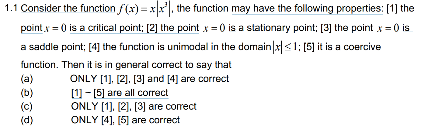 Solved 1.1 Consider the function f(x)=x∣∣x3∣∣, the function | Chegg.com