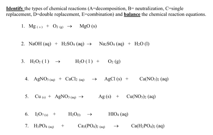 Solved Identify The Types Of Chemical Reactions Chegg Solved Identify The Types Of Chemical Reactions Chegg