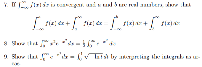 Solved 7. If ∫−∞∞f(x)dx is convergent and a and b are real | Chegg.com ...