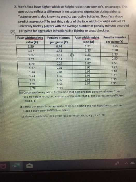 Solved 2 Men s Face Have Higher Width to height Ratios Than Chegg