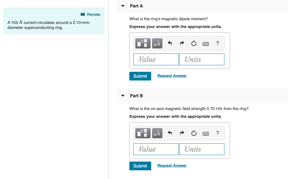 Solved Part A I Review What is the ring's magnetic dipole | Chegg.com