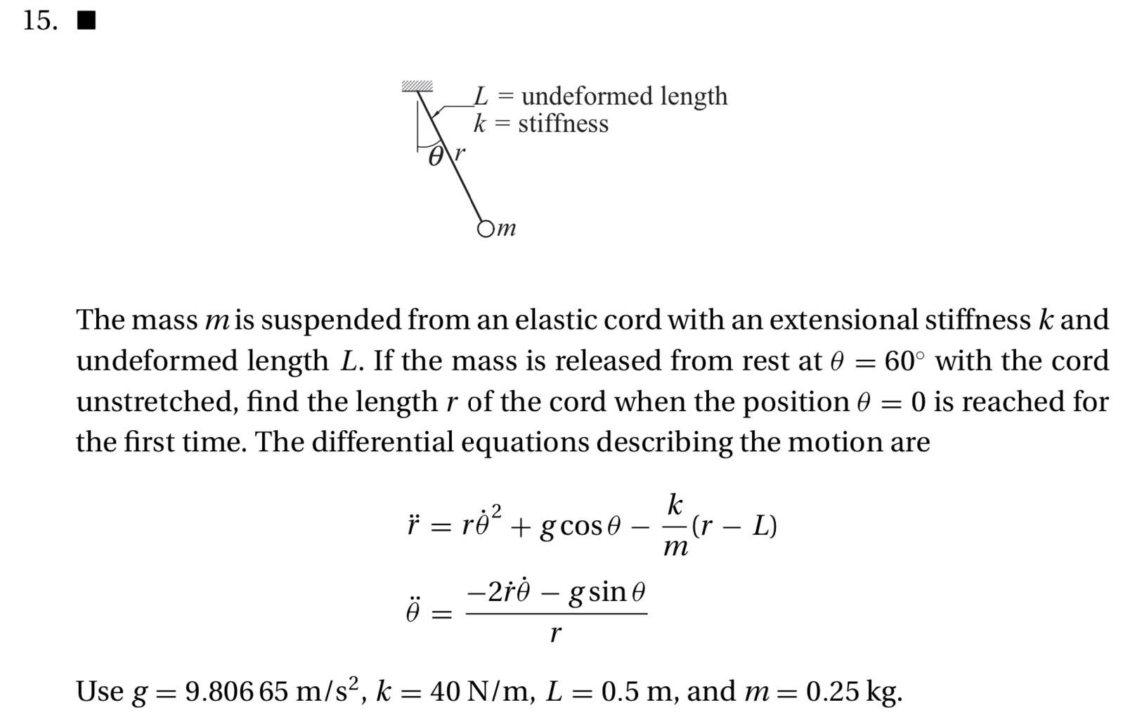 The mass m is suspended from an elastic cord with an | Chegg.com